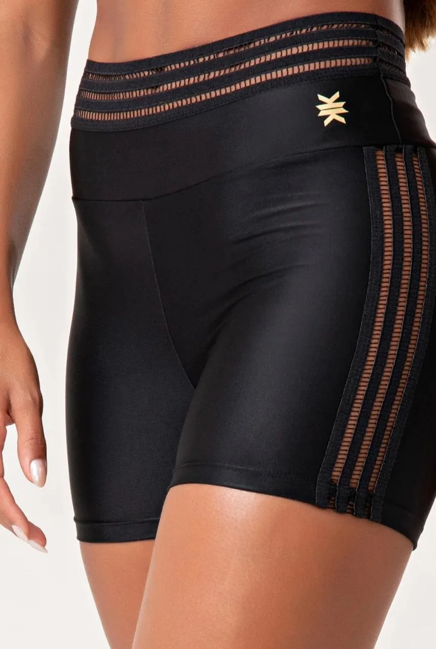 Short Fitness Femenino Negro con Elástico Lush DLK, Negro