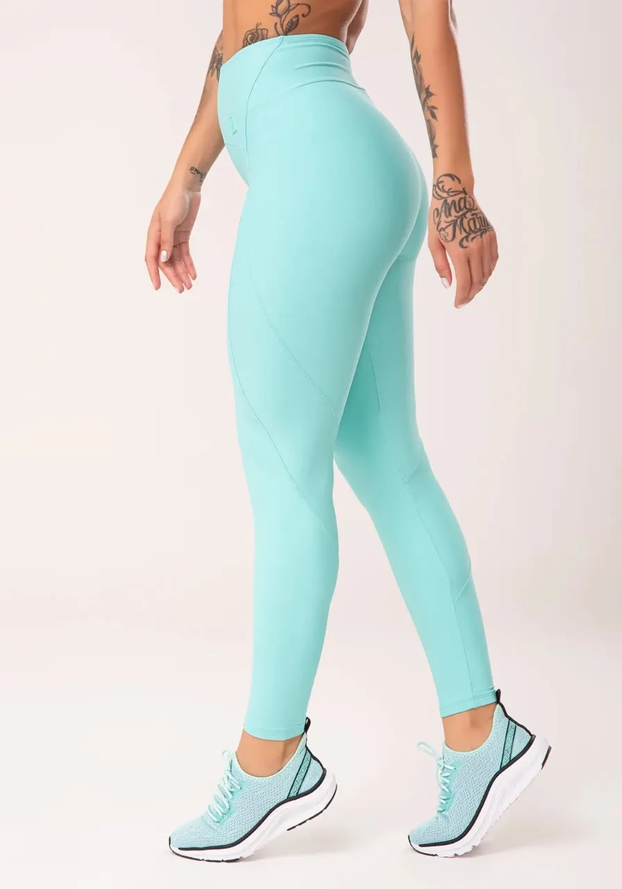 Legging Fitness Femenina Azul con Recortes y Pespuntes Flow DLK, Azul