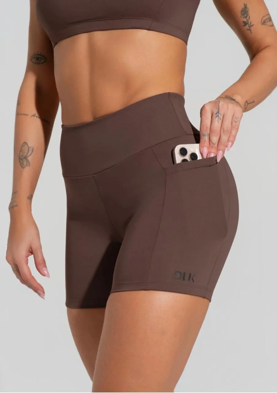 Short Fitness Femenino Soul DLK con Bolsillos, Marrón
