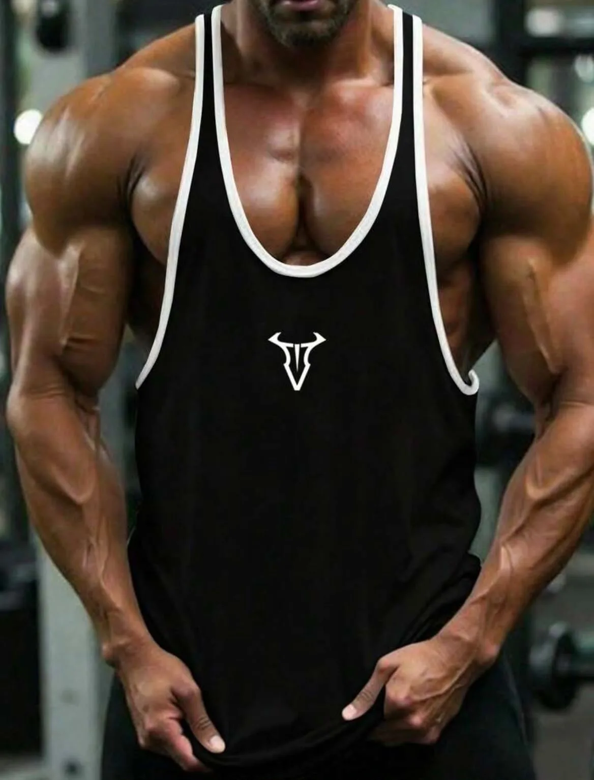 Regatas Deportivas Masculinas, Negra con bordes blancos