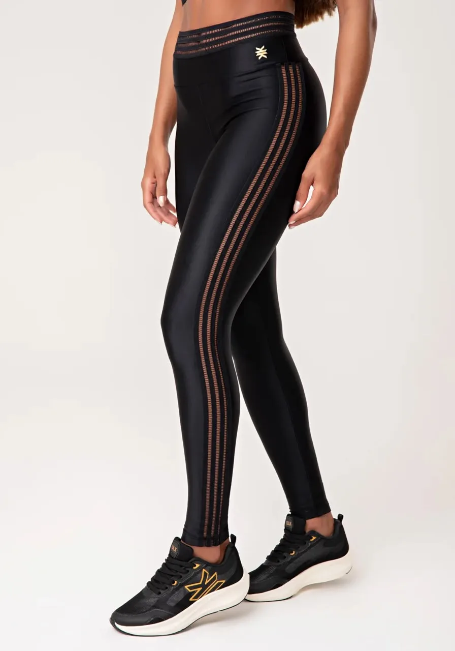Legging Fitness Femenina Negra con Elástico Lush DLK, Negro